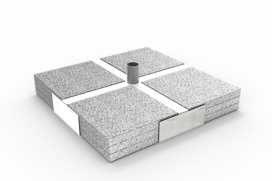 Iron base with grit tiles 87×87 cm